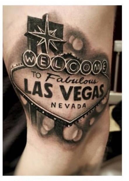 Vegas sign tattoo Las Vegas Sign Tattoo, Vegas Sign Tattoo, Las Vegas Tattoo Ideas, Vegas Tattoo Ideas, Tattoo Casino, Vegas Tattoos, Las Vegas Tattoo, Best 3d Tattoos, Las Vegas Pictures