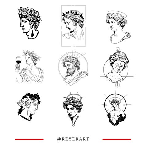 Tattoos Inspired By Greek Mythology, Greek Flash Tattoo, Apollo Tattoo Design, Apollo Tattoo, Statue Tattoo, Greek Mythology Tattoos, Fantasy Tattoos, Mythology Tattoos, E Tattoo