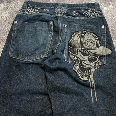 American High Street Fashion Brand Retro Skull Killer Baggy Jeans Women's Y2K New Harajuku Hip-hop Punk Inspired Outfits, Effortless Fall Outfits, Stylish Fall Outfits, Jeans Y2k, Pants Fabric, Women Y2k, Style Inspiration Fall, Punk Outfits, Jeans Men