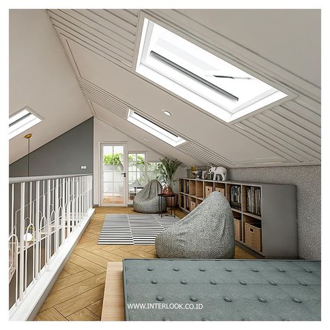 Interlook | Home Custom on Instagram: “Pernah membayangkan untuk membuat mezzanine pada hunian kalian #Goodlookers ? Mezzanine pada umumnya banyak diaplikasikan pada tempat…” Mezzanine Home Design, Mezanine Interior Design Bedroom, Rumah Mezanin Minimalis, Mezanine Idea, Mezanin Bedroom Design, Mezanin Bedroom, Mezanine Interior Design, Interior Mezzanine, House Mezzanine