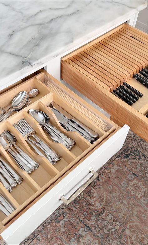 11 Amazon Must Haves: Home Solutions You Need - Stefana Silber Custom Cabinet Organization, Kitchen Island Storage Ideas Layout, Kitchen Island Organization, Kitchen Island Drawers, Kitchen Drawer Ideas, Kitchen Drawer Organization Ideas, Kitchen Island Storage Ideas, Kitchen Drawer Inserts, Kitchen Island Design Ideas