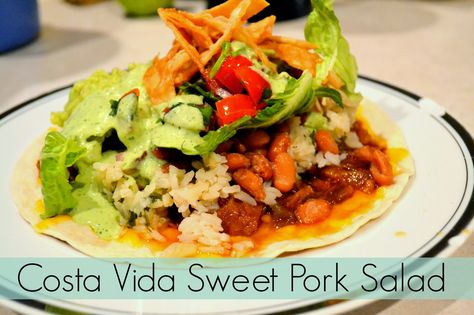 Costa Vida Sweet Pork, Sweet Pork Salad, Mrs Robinson, Creamy Salad Dressing, Pork Salad, Sweet Pork, My Favorite Recipes, Shredded Pork, Lime Dressing