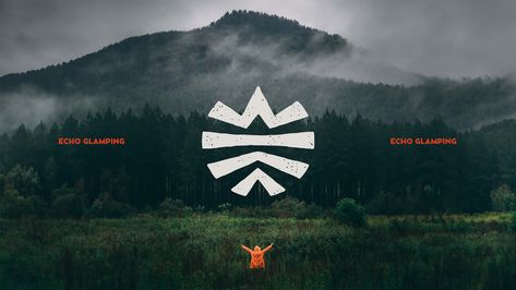 Echo Glamping Brand Identity :: Behance Adventure Logo Design, Camp Brand, Adventure Branding, Outdoor Logos, Adventure Logo, Social Media Work, Mountain Logos, Branding Logo Design, Hand Sketch