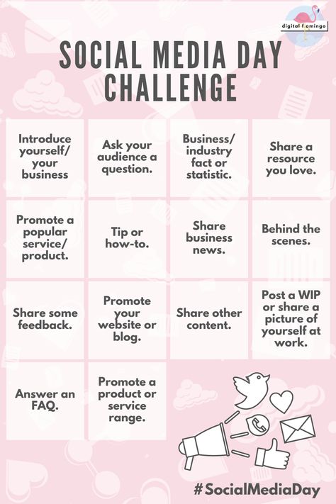 Up for a challenge that can BOOST your social media presence? Take on this easy social media challenge for the days leading up to Social Media Day (or beyond!) and get a kickstart on creating a consistent social media presence with a vairety of content that better connects you to your audience. Social Media Post Challenge, 30 Day Social Media Challenge, 30 Days Content For Social Media, How Often To Post On Social Media, Social Media Challenges, Social Media Planning, Social Media Content, Social Media Marketing, Social Media