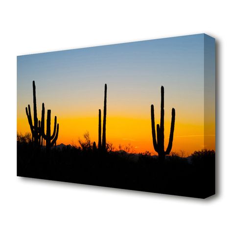 cactus sunset stretched landscape canvas. printed on heavy weight canvas. mounted on to 38mm box frame. this cactus sunset landscape canvas is ready to hang straight from the box.Features:Gallery wrapped on 4.4 cm thick chunky box frameHeavy weight matt canvas 280 gsm printed with the latest UV inksReady To HangProduct Type: PaintingPrimary Art Material: CanvasPrimary Art Material Details: PolyesterColour: Orange/BlueNumber of Items Included: 1Artist: Orientation: HorizontalSize: Shape: Rectangl Cactus Sunset, Beautiful Acrylic Painting, Sunset Landscape Painting, Interior Design Wall Art, Art Nouveau Interior, Canvas Flowers, Flowers Acrylic, Flowers Easy, Art Yarn Handspun