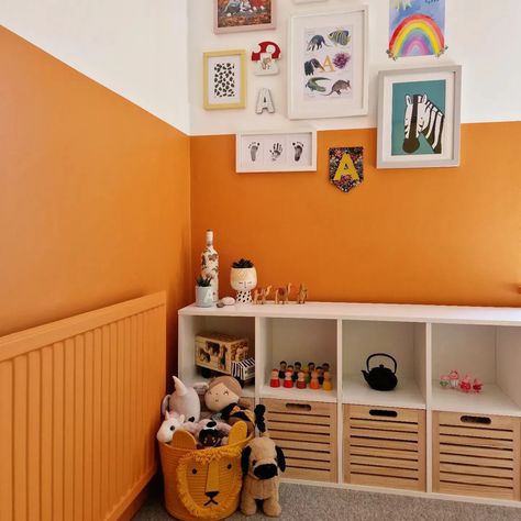 Marigold Paint Color, Orange Kids Room, Orange Boys Rooms, Orange Kids Rooms, Yellow Kids Rooms, Orange Rooms, Bedroom Orange, Little Greene Paint, Orange Walls