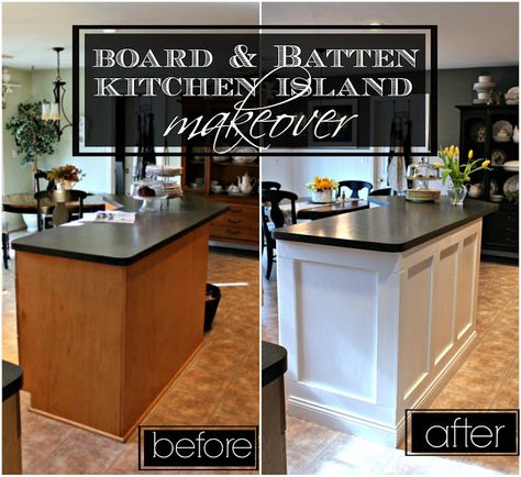 Board & Batten Kitchen Island Makeover Cheap Home Upgrades, Island Makeover, Kitchen Island Makeover, Cocina Diy, Board Batten, Kitchen Diy Makeover, Diy Kitchen Island, Kitchen Upgrades, Hus Inspiration