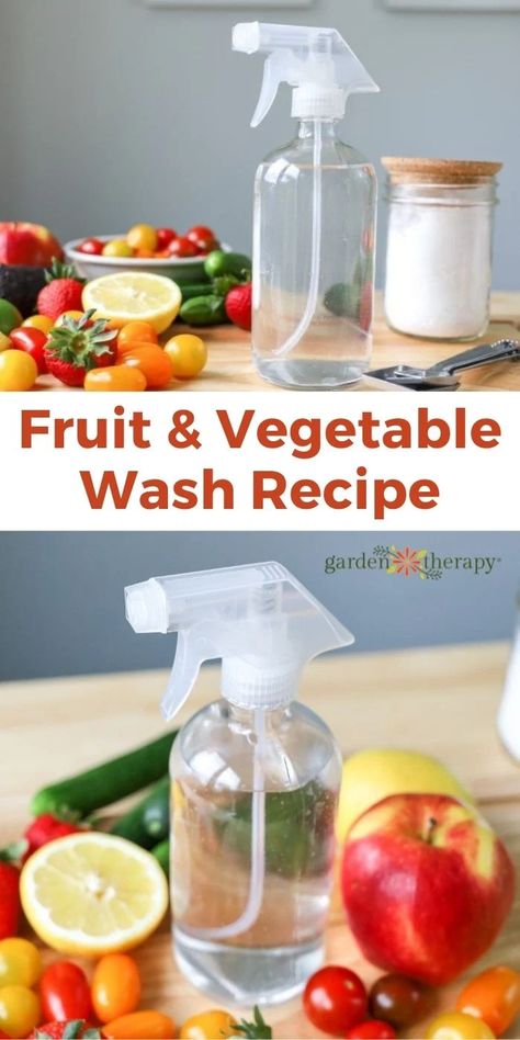 Vegetable Wash Recipe, Cleaning Fruit, Fruit Veggie Wash, Vegetable Wash, Fruit And Vegetable Wash, Edible Gardening, Garden Therapy, How To Wash Vegetables, Baking Soda Shampoo