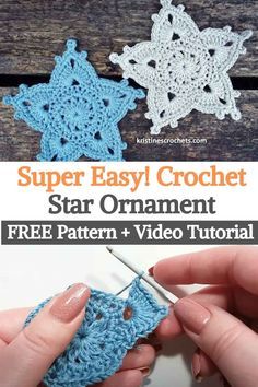 Today we have a beautiful Star Ornament crochet pattern to share with you. It is made in just 5 loops with sport weight yarn and a 3mm crochet hook. You can use them as decorations anywhere in your home, from Christmas trees to walls and windows. The creator gives us a very well explained video tutorial, in which she guides us step by step through the entire project, making it much easier to do than it seems. It can be done even by crochet beginners. Crochet Star Ornament, Easy Crochet Star, Ornament Crochet Pattern, Crochet Christmas Snowflakes, Crochet Star Patterns, Crochet Beginners, Ornament Crochet, Crochet Christmas Ornaments Free, Super Easy Crochet