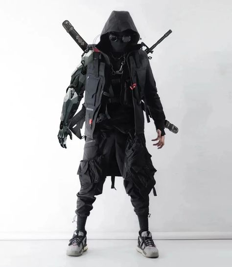 Urban ninja techwear is ultra minimalist, full of details or just extravagant, unstructured and unsymmetrical. The colors are black, olive, midnight blue, gray or sometimes white. Please message for credit ! #techwear #ninjastreetwear Black Techwear, Techwear Aesthetic, Cyberpunk Outfit, Tactical Suit, Cyberpunk Techwear, Urban Samurai, Ninja Outfit, Techwear Jacket, Tech Wear Fashion