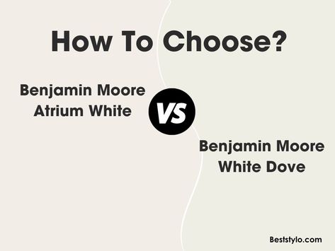 Benjamin Moore Atrium White Vs White Dove: What's the Difference? Atrium White Benjamin Moore Walls, Atrium White Benjamin Moore, Benjamin Moore Atrium White, White Benjamin Moore, Perfect White Paint, Benjamin Moore Bedroom, White Paint Color, White Shaker Kitchen, Benjamin Moore White