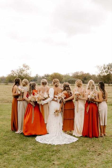 The rust and champagne colors of my bridesmaid’s dresses paired perfectly! I let each girl choose their style of dress as long as it was within my style (rust, champagne colors in satin or velvet fabric). Champagne Bridesmaid, As It Was, Champagne Color, Velvet Fabric, Champagne, Rust, Bridesmaid Dresses, Fashion Dresses, Velvet