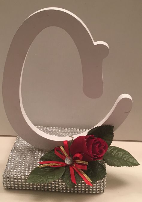 Letter Centerpiece by anointed Initial Centerpiece Ideas, Diy Letter Flower Arrangement, Casino Flower Centerpieces, Name Centerpiece, Marquee Letters Sweetheart Table, Family Reunion, Quince, Table Centerpieces, Mirror Table