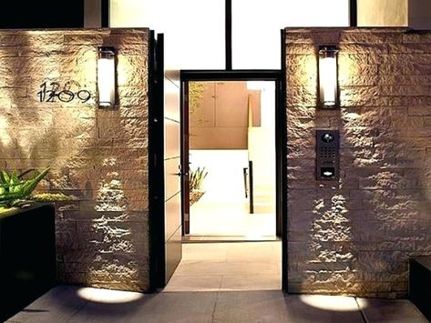 Outdoor Entrance Lights - Outdoor Lighting Ideas Tor Design, Front Door Lighting, Gate Lights, Entrance Lighting, Modern Entry, Exterior Light Fixtures, Entrance Gates Design, Modern Entrance, Modern Front Door