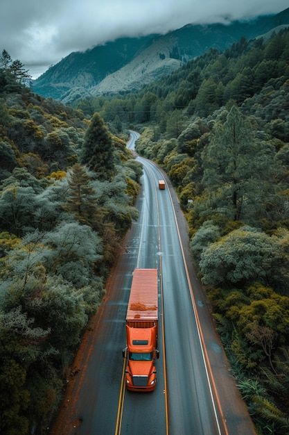 Photo photo of a semi truck driving on a... | Premium Photo #Freepik #photo Truck Stop Aesthetic, Truck Branding, Overlays Tumblr, Transport Truck, Truck Driving, Scenic Roads, Semi Truck, Photo Photo, Truck Driver