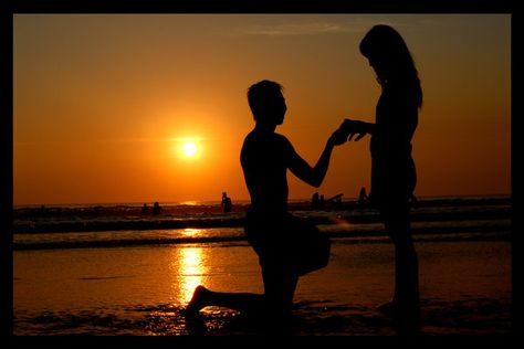 Couple by sulwynphotography.deviantart.com on @deviantART Propose Pic, Proposal Silhouette, Happy Propose Day, Evening Time, Propose Day, Romantic Proposal, Gf Bf, Girls Dream, Wedding Pics