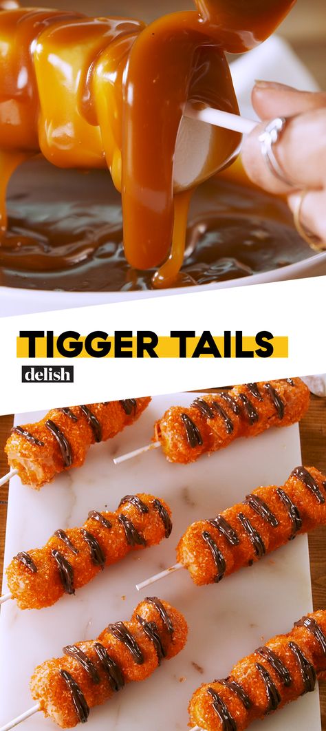 Tigger Tails Recipe, Funky Recipes, Tigger Tails, Disneyland Desserts, Disney Dessert Recipes, Disney Inspired Recipes, Disney Themed Food, Disney Dishes, Disney Inspired Food