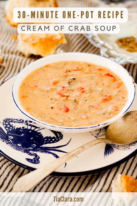 She Crab Soup Recipe Easy, Keto Crab Soup Recipes, Low Carb Crab Soup, Pepper Crab Soup, Roasted Red Pepper And Crab Soup, Creamy Crab Soup Recipes, Lump Crab Soup, Easy Seafood Soup, Keto Crab Soup