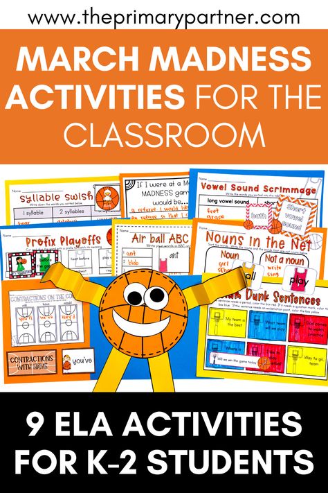 Are you looking for ways to get your students engaged and excited about learning in the classroom during March? March Madness is the perfect time to use these fun and interactive basketball activities to your students! Whether you're looking for ideas to get your students involved in a friendly competition, review academic skills, or just have some fun, this list of classroom March Madness activities has you covered! March Madness Preschool Activities, March Madness Ideas, March Madness Classroom Ideas, 2nd Grade March Activities, March Madness Stem, March Madness Reading Challenge, Math March Madness, March Madness Activities, March Madness Math