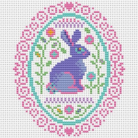 Spring Motifs, Dragonfly Cross Stitch, Spring Cross Stitch, Easter Cross Stitch, Easter Embroidery Patterns, Holiday Cross Stitch Patterns, Free Cross Stitch Charts, Cross Stitch Geometric, Cross Stitch House