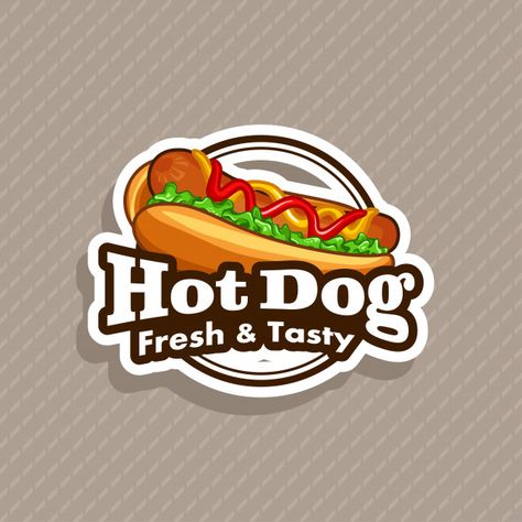 Hot Dog Logo Design, Hot Dog Logo, Hod Dog, Hotdog Sandwich, Fast Food Logos, Dog Logo Design, Hot Dog Bar, Hot Dog Cart, Hot Dog Stand