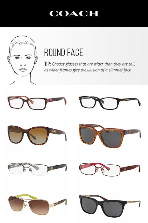 Choose taller frames to help slim a round face shape. Spec For Round Face, Round Face Spectacles Frames, Glasses For Round Faces Woman, Eye Glasses For Round Face, Sunglasses For Round Face Women, Round Face Shape Glasses, Glasses Frames For Women Round Face, Eyeglasses For Women Round Face, Round Face Glasses Frames