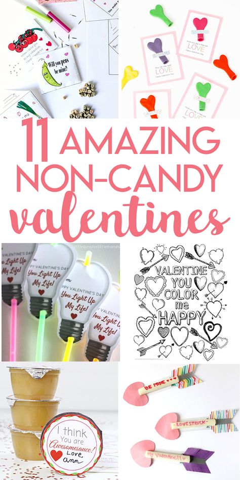 11 non-candy valentines to make for your friends for Valentine's Day Non Candy Valentines, Kid Valentines, Valentines For School, Day Ideas, Candy Kids, Candy Valentines, Valentine Printables, Valentines Gift Bags, Class Valentines