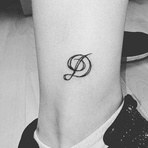 Small Ankle Tattoos | POPSUGAR Beauty Dp Initial Tattoo, Letter D Design, Letter D Tattoo, Designs For Tattoos, D Letter Design, Design For Tattoo, Ace Of Spades Tattoo, Design With Letters, Super Tattoo