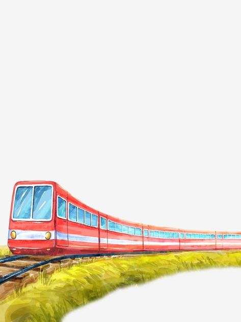 train,railway,transportation,grassland,green space Railway Poster Design, Train Illustration Art, Railway Background, Railway Illustration, Transportation Drawing, Train Png, Cartoon Train, Train Graphic, Train Cartoon