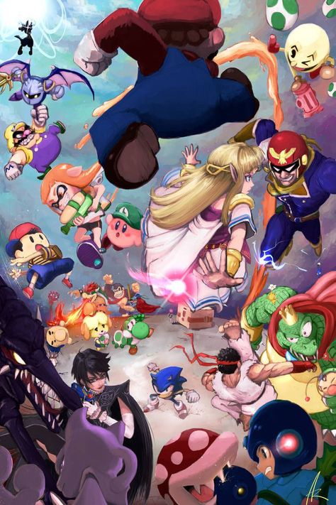 Super Smash Bros Characters, Super Smash Ultimate, Helloween Wallpaper, Super Smash Bros Brawl, Nintendo Super Smash Bros, Brothers Art, Nintendo Sega, Nintendo Characters, Super Mario Art