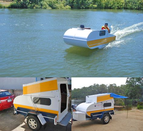 Jon Boat Trailer, Trailerable Houseboats, Homemade Camper, Survival Gadgets, Floating Homes, Diy Camper Trailer, Camper Boat, Camping Products, Truck Bed Camper