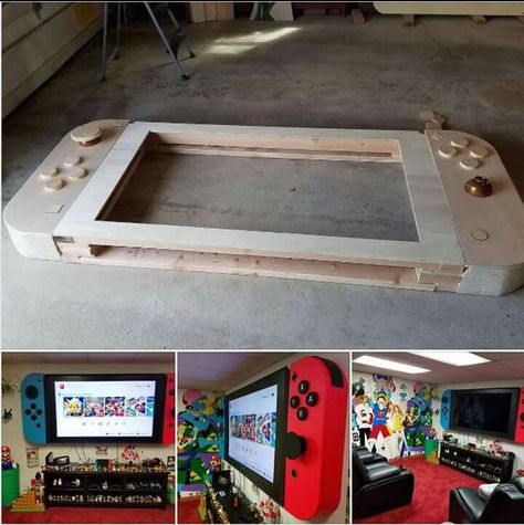 Nintendo Switch Game Room Television Frame DIY Fortnite Bedroom Ideas, Boys Gamer Bedroom, Fortnite Bedroom, Fortnite Room, Gamer Bedroom Ideas, Gaming Bedroom, Gamer Bedroom, Game Room Kids, Kids Loft