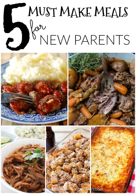 5 Must Make Meals For New Parents Meals To Make For New Parents, Dinner Ideas For New Parents, New Parents Food Meal Ideas, Meal Ideas For New Parents, New Parent Meals, Make Ahead Meals For New Parents, Food To Make For New Parents, Casseroles For New Parents, Food For New Parents