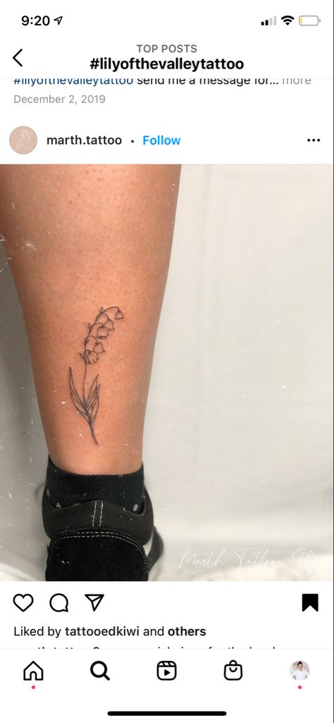 Lily Of The Valley Tattoo Simple, Lily Of The Valley Tattoo Minimalist, Bluebell Flower Tattoo, Bluebells Flower Tattoo, Bluebell Tattoo, Lily Of The Valley Tattoo, Flower Hip Tattoos, Valley Tattoo, Violet Tattoo