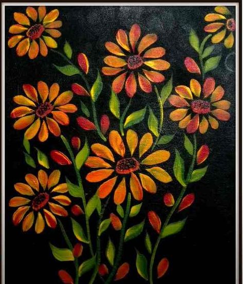 54 Awesome Black Canvas Painting Ideas You'll Want to Replicate | ACRYLIC PAINTING SCHOOL Black And White Acrylic Painting Ideas, Canvas Painting With Black Background, Flowers On Black Background Painting, Painting Ideas On Black Canvas, Black Canvas Painting Ideas, Black Canvas Paintings Easy, Black Canvas Painting, Black Paintings, Black Background Painting