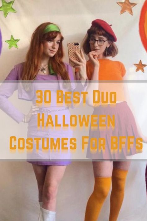 Best Duo Halloween Costumes, Costume Halloween Duo, Dynamic Duo Costumes, Two Person Halloween Costumes, Partner Costumes, Pair Costumes, Best Friend Costumes, Sister Costumes, Halloween Duos