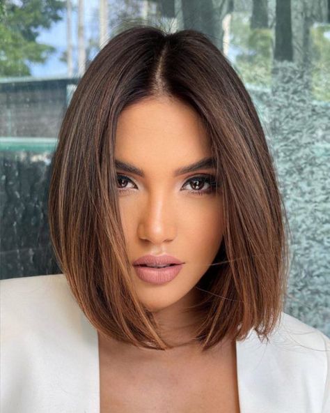 11 Stunning Bob Haircuts for a Bold Statement Rich Girl Hair, Brown Hair With Lowlights, Anti Frizz Hair, Chocolate Brown Hair, Short Haircuts For Women, Low Lights Hair, Middle Part, Haircuts For Women, Long Bob