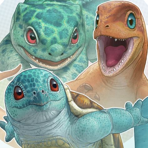 Pokemon Gen1 Starters: First Evo, Frederic Wierum on ArtStation at https://www.artstation.com/artwork/Poonl3 Monster Realistic, Pokemon Starters Wallpaper, Realistic Charizard, Gen 1 Pokemon Art, Pokemon Concept Art, Pokemon Fan Art Squirtle, Castform Pokemon Art, Pokemon Gen 1, Bulbasaur Evolution Art