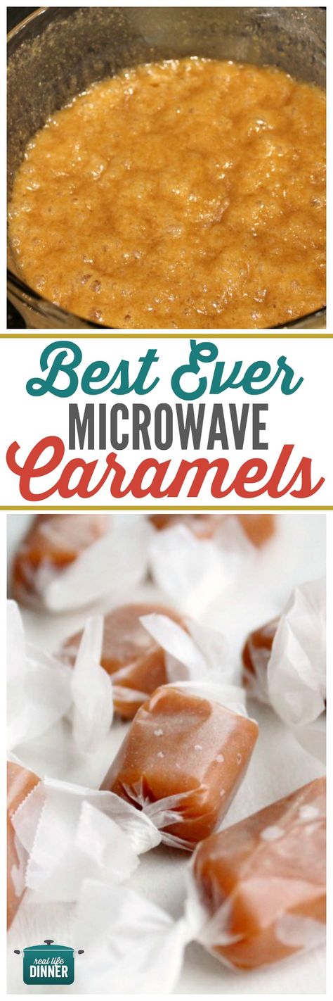 Why have I been slaving over a hot pot all these years for perfect caramels, These Microwave Caramels are OUT OF THIS WORLD and SOOOO EASY! ~ http://reallifedinner.com Easy Soft Caramel Recipe, Soft Caramels Recipe, Caramels Recipe, Homemade Caramel Recipes, Soft Caramels, Sweet Chex, Homemade Caramels, Microwave Caramels, Easy Candy Recipes