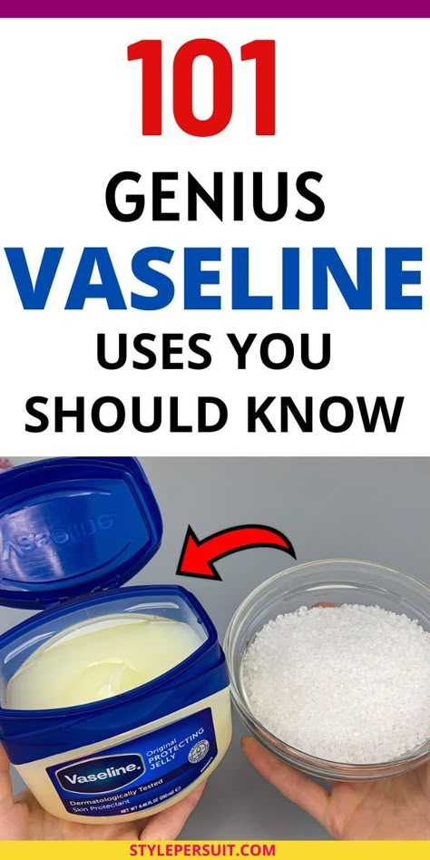 Vaseline, also known as petroleum jelly, is a versatile and inexpensive product that has been a staple in households for over a century. While it's commonly used as a moisturizer for dry skin, Vaseline has a multitude of unexpected uses that can simplify your life in various ways. From beauty hacks to household solutions, here are 101 surprising ways you can use Vaseline that you may not have known about. Homemade Vaseline, Vaseline Uses For Face, Vaseline Hacks, Uses For Vaseline, Vaseline Uses, Vaseline Petroleum Jelly, Vaseline Beauty Tips, Overnight Face Mask, Baking Soda Face