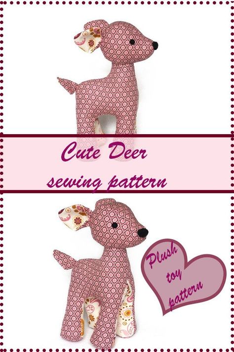 sewing toys patterns Stuffed Deer Pattern, Deer Doll Sewing Pattern Free, Deer Sewing Pattern Free, Deer Plush Pattern, Deer Stuffed Animal Pattern, Deer Sewing Pattern, Teddy Bear Sewing Patterns, Stuffed Deer, Deer Stuffed Animal