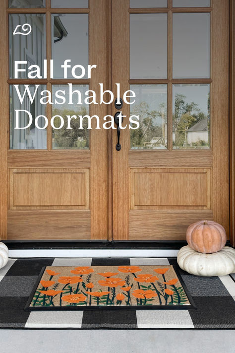 Fall Rugs, Monogram Door Mat, Fall Doormat, Black White Rug, Harvest Decor, To Autumn, Autumn Decorating, Fall Front Porch, Front Door Colors