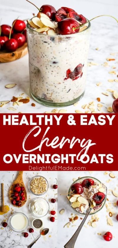 Overnight Oats With Greek Yogurt, Oats With Greek Yogurt, Cherry Overnight Oats, Almond Overnight Oats, Overnite Oats, Oats With Yogurt, Healthy Scones, Overnight Oats With Yogurt, Healthy Make Ahead Breakfast