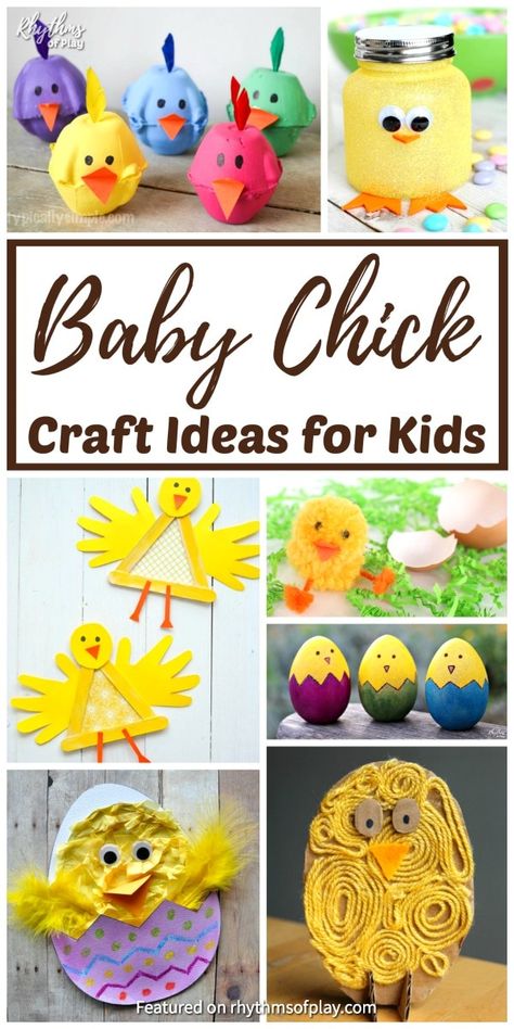 Baby chick craft ideas for kids and adults! Spring chick crafts made with recycled materials and common craft materials to make with children at home or in the classroom. Baby chicks make fun Easter decorations and place settings for Easter dinner that kids can make. | #SpringCraft #EasterCraft #KidsCraft Spring Craft Ideas, Chick Craft, Fun Easter Decorations, Diy Osterschmuck, Fun Easter Crafts, Unicorn Ornaments, Martha Stewart Crafts, Spring Craft, Craft Ideas For Kids