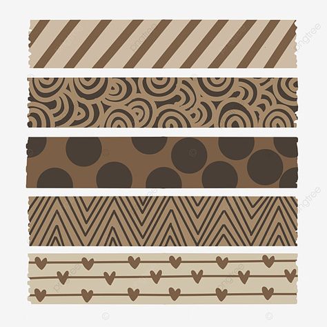 Brown Washi Tape Aesthetic, Washi Tape Patterns Free Printable, Washi Tape Designs Journals, Brown Tape Sticker, Washi Tapes Design, Brown Journal Design, Journal Tape Sticker, Brown Washi Tape Printable, Journaling Stickers Free Printable