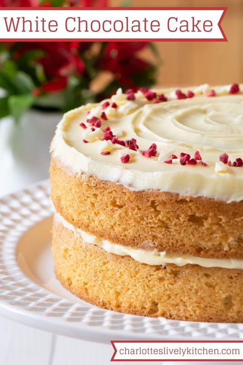 White Chocolate Cake Recipe, Lively Kitchen, Cake Recipes Uk, Chocolate Cream Cake, Best White Chocolate, Seasonal Baking, Nursing Cake, White Chocolate Cake, White Cake Recipe