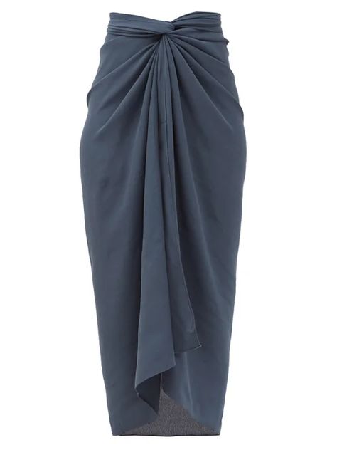 Haight | Womenswear | Shop Online at MATCHESFASHION US Long Wrap Skirt Outfit, Embroidered Dresses, Muted Palette, Designing Ideas, Stylish Short Dresses, Long Kurti Designs, Skirt Trends, Column Dress, Wide Waist