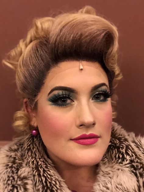 Stage makeup I did for Mrs. Wormwood in a community theatre production of Matilda the musical. #makeup #beauty Mother Ginger Makeup Nutcracker, Mrs Wormwood Makeup, Musical Theater Makeup, Theater Makeup Dramatic, Theatre Makeup Stage, Theatre Makeup Ideas, Musical Theatre Makeup, Matilda Makeup, Stage Makeup Theatre