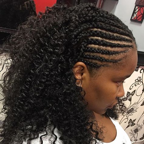 41 Cute And Chic Cornrow Braids Hairstyles Half Cornrow Hairstyles, Cornrow Braids Hairstyles, Cornrows Updo, Half Braided Hairstyles, Half Cornrows, Cornrow Braid Styles, Twist Cornrows, Cornrow Braids, Cornrows Styles