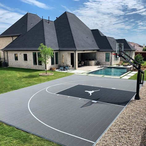 32 Backyard Basketball Court Ideas to Transform Your Outdoor Space - placeideal.com Backyard With Basketball Court, Home Basketball Court Outdoor, Basketball Court In Small Backyard, Backyard Sports Court, Backyard Basketball Courts, Small Outdoor Basketball Court, Backyard Basketball Court Ideas, Basketball Court Ideas, Full Court Basketball Backyard